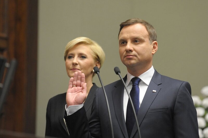 Prezydent Andrzej Duda składa przysięgę w Sejmie; Autor: Andrzej Hrechorowicz/KPRP; Źródło: prezydent.pl